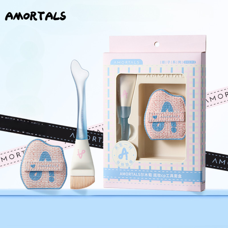 amortals powder foundation brush set box air cushion powder foundation cp not easy to eat powder lightweight and makeup foundation brush recommend beginner makeup tools shopee philippines